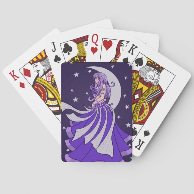Violet Moon Goddess Bly Dancer Lila Art Spielkarten (Rückseite)