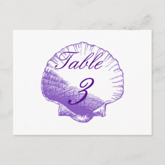 Violet Muscheln Strand Hochzeiten Tischnummer Card