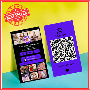 Violet-Nagelsalon WhatsApp Social Media QR Code Visitenkarte