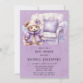 Violet Niedlich Teddy Bärenstuhl Girl Babydusche Einladung