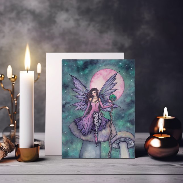 Violet Night Fairy Blank Card von Molly Harrison Karte (Von Creator hochgeladen)