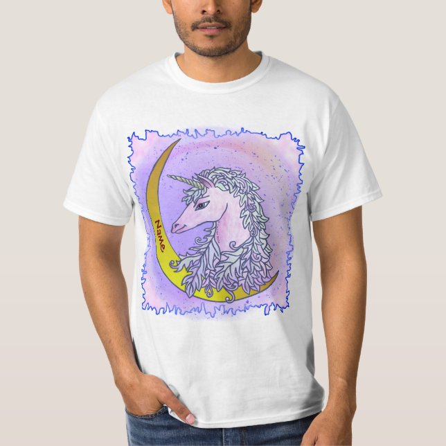 Violet Night Moon Unicorn T-Shirt (Vorderseite)