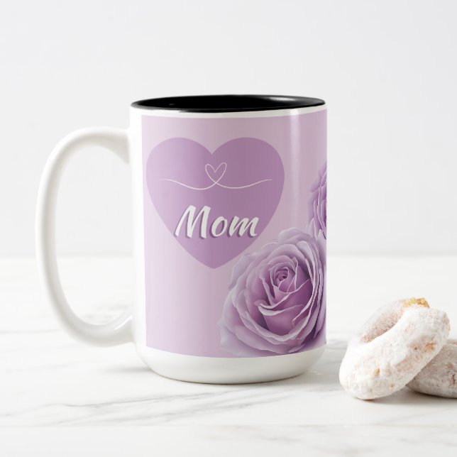 Violet Novalis Rose zur Mama Zweifarbige Tasse (Mit Donut)