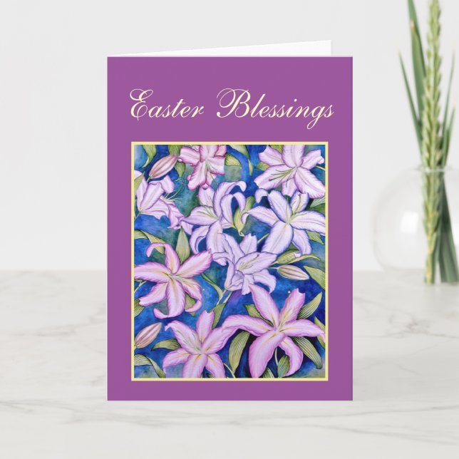 Violet Oaster Lilies Feiertagskarte (Vorderseite)