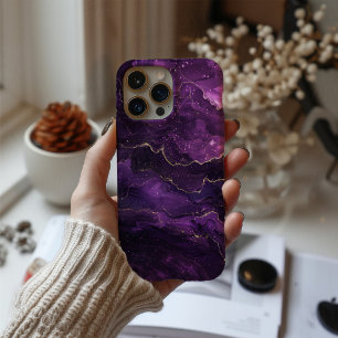Violet Obscura Luxus Tiefes Purpur Marmor Gold iPhone 16 Hülle