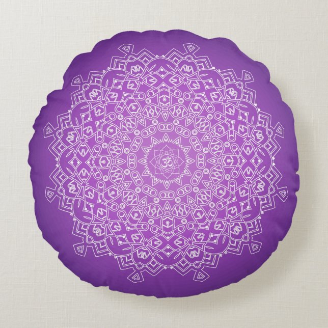 Violet Om Mandala Medizin Rundkissen Rundes Kissen (Vorderseite)