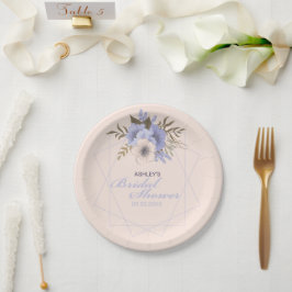 Violet Peach Pastel Geometrische Rose Brautparty Pappteller