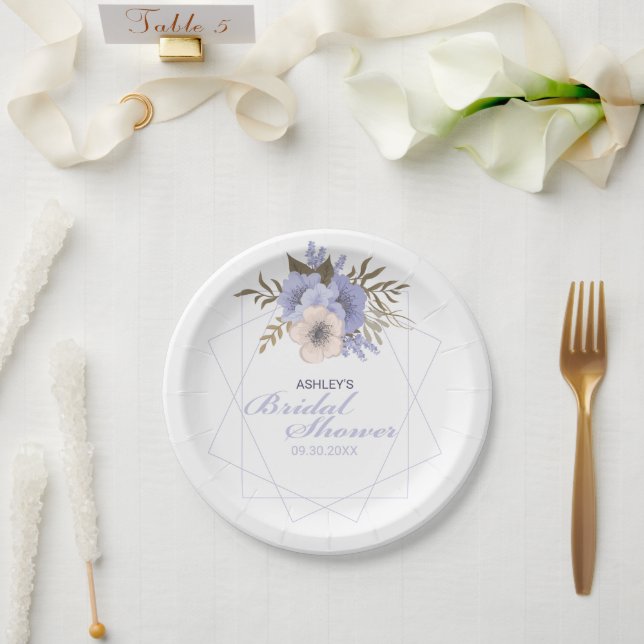 Violet Peach Pastel Rose Geometrisches Brautparty Pappteller (Hochzeit)