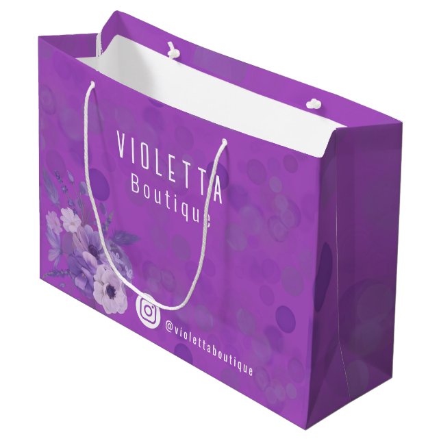 Violet Personalisiert Business Promotions Große Geschenktüte (Vorderseite Schrägansicht)