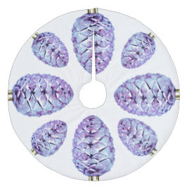 Violet Pinecones Baumrock Fleece Weihnachtsbaumdecke