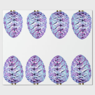 Violet Pinecones Wrapping Paper Geschenkpapier