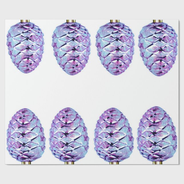 Violet Pinecones Wrapping Paper Geschenkpapier (Flach)