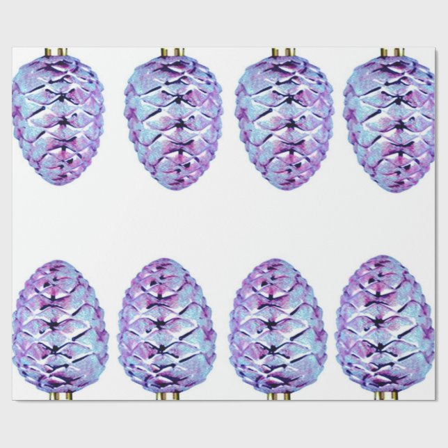 Violet Pinecones Wrapping Paper Geschenkpapier (Flach)