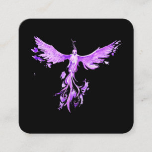*~* VIOLET PINK Federn Phoenix Aufstieg auf Schwar Quadratische Visitenkarte