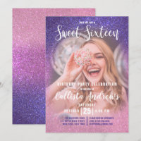Violet Pink Triple Glitzer Ombre Foto Sweet 16