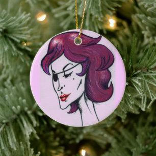 Violet Pirate Lady Lila Hair Frau Zeichne Kunst Keramik Ornament