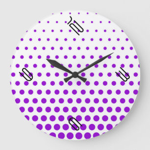 Violet Polka Dot Modern White Große Wanduhr