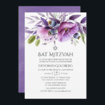 Violet Poppy Floral Bat Mitzvah Einladung<br><div class="desc">Violett,  Lavendel und violette Blumen in einer handbemalten Wasserfarben Kranz Fledermaus mitzvah Einladung entwickelt,  um schnell und einfach auf Ihre Event-Besonderheiten angepasst werden.</div>