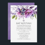 Violet Poppy Floral Bat Mitzvah Einladung<br><div class="desc">Violett,  Lavendel und violette Blumen in einer handbemalten Wasserfarben Kranz Fledermaus mitzvah Einladung entwickelt,  um schnell und einfach auf Ihre Event-Besonderheiten angepasst werden.</div>