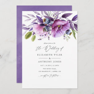 Violet Poppy Floral Wedding Einladung