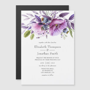 Violet Poppy Floral Wedding Magneteinladung