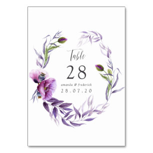 Violet Poppy Floral Wedding Tischnummer