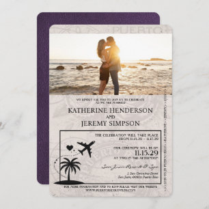 Violet Puerto Rico Passport Hochzeit Einladung