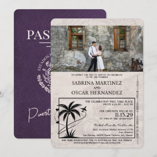 Violet Purple Puerta Vallarta Hochzeitspass Einladung