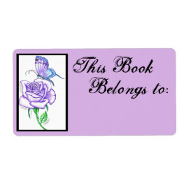 Violet Rose Book Ownership Label ~plum