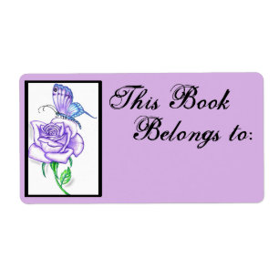 Violet Rose Book Ownership Label ~plum