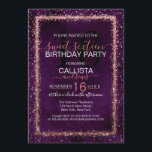 Violet Rose Gold Sprinkled Confetti Sweet 16 Einladung<br><div class="desc">Die elegante, glamouröse und moderne 16 . Geburtstag Geburtstagsfeier lädt zum zeitgenössischen und stilvollen Event ein. Es verfügt über ein Imitat bedruckt rosa Rosa Gold funkelnd Glitzer bestreut Konfetti Rand auf einem künstlerischen violetten lila Aquarell Hintergrund. Auf der Rückseite wird der gleiche Glitzer angezeigt, aber über die ganze Seite mit...</div>