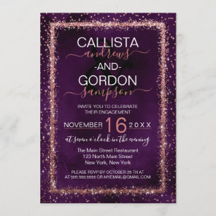 Violet Rose Gold Sprinkler Confetti Verlobung Einladung