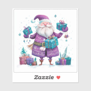 Violet Santa Spreading Freude mit Geschenken Aufkleber
