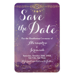 Violet Sky Gold Moon Flexibles Foto Magnet