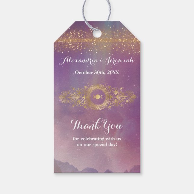 Violet Sky Gold Moon Geschenkanhänger (Vorderseite)