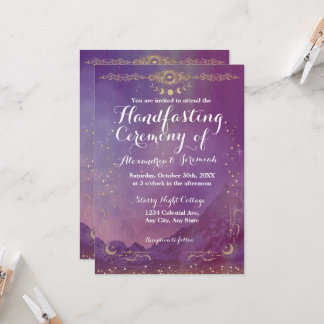 Violet Sky Gold Moon Handfast Einladung