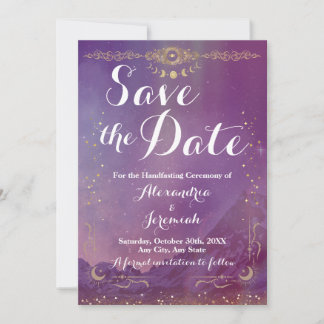 Violet Sky Gold Moon Save the Date Einladung