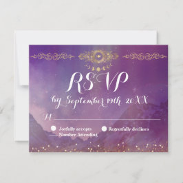 Violet Sky Gold Moon UAWG Response Card RSVP Karte