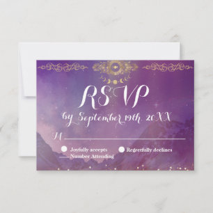 Violet Sky Gold Moon UAWG Response Card RSVP Karte