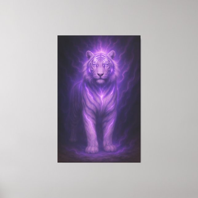 Violet Storm White Tiger – Ascended Aura Leinwanddruck (Vorderseite)