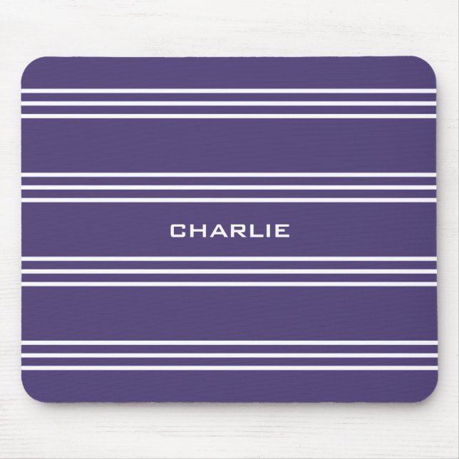 Violet Streifen, kundenspezifisch monogramm Mousep Mousepad (Vorne)