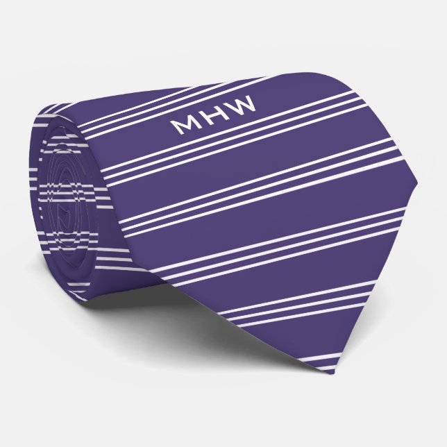 Violet Stripes individuell monogrammierte Krawatte (Gerollt)