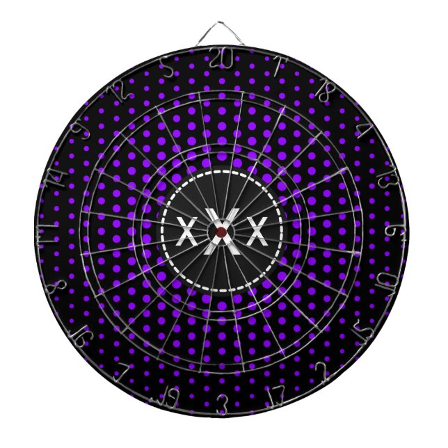 Violet Techno Dots Modernes Monogramm Dartscheibe (vorne)