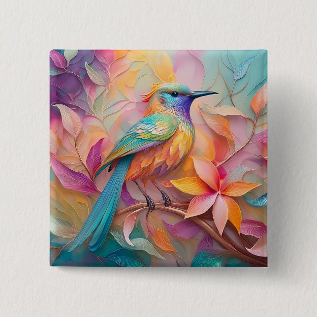 Violet Throated Songbird Fantasy Bird Button (Vorderseite)