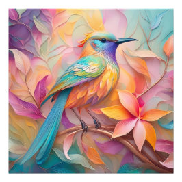 Violet Throated Songbird Fantasy Bird Fotodruck