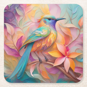 Violet Throated Songbird Fantasy Bird Rechteckiger Pappuntersetzer