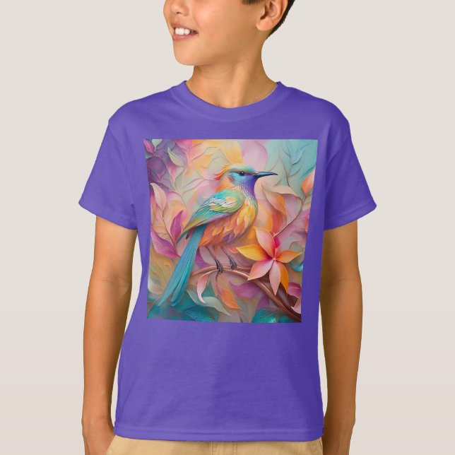 Violet Throated Songbird Fantasy Bird T-Shirt (Vorderseite)