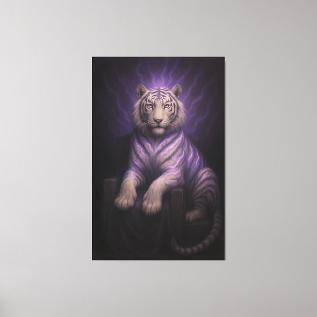 Violet Thunder Throne White Tiger – Sovereign Aura Leinwanddruck (Vorderseite)
