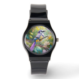 Violet Tufted Jay Fantasy Bird Armbanduhr
