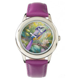 Violet Tufted Jay Fantasy Bird Armbanduhr